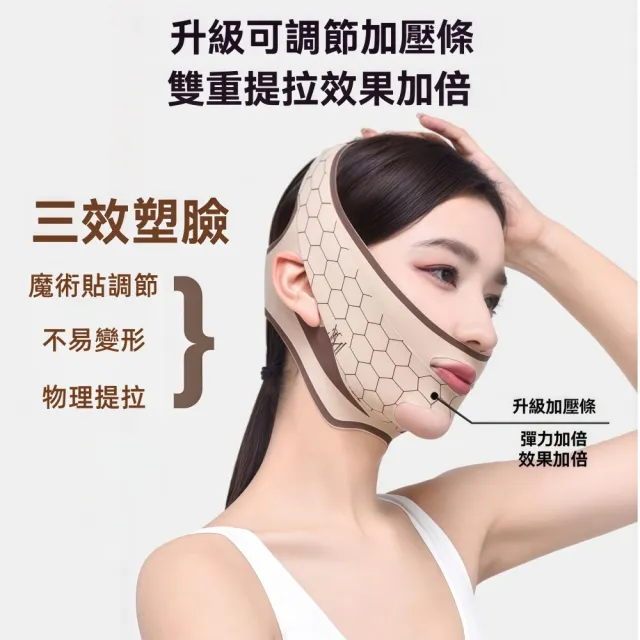 【Addme 愛戴美】瘦臉V型繃帶面罩 瘦臉繃帶 升級版（輕薄透氣 雙下巴 法令紋 提拉緊緻）