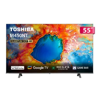 【TOSHIBA 東芝】REGZA 55型4K QLED AirPlay2 Google TV液晶顯示器(55M450NT)