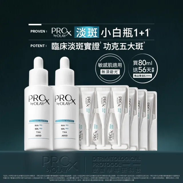 【PRO X by OLAY】新上市★獨家淡斑小白瓶1+1超值組(淡斑/美白精華40mlx2+傳明酸凝膠x4盒)