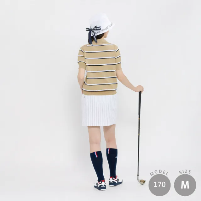 【LE COQ SPORTIF 公雞】高爾夫系列 女款白色吸汗速乾防曬彈性舒適親膚短裙 QLX8J701