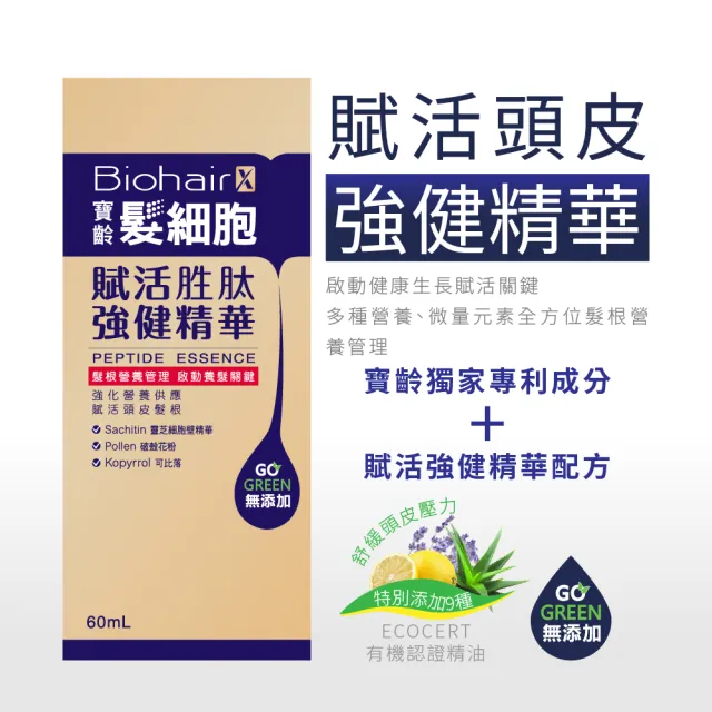 【寶齡富錦】髮細胞 賦活胜肽強健精華60ml 2入組(養髮液/強化髮根/生髮液/頭皮強健)