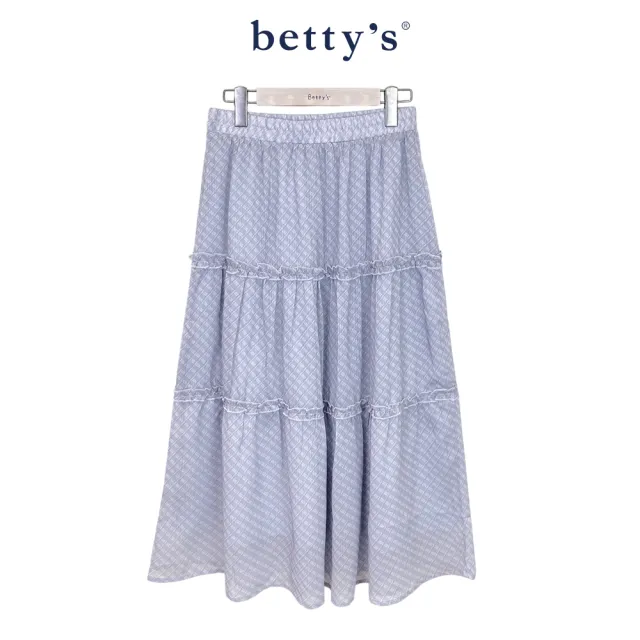 【betty’s 貝蒂思】雪紡格紋.印花蛋糕長裙(共二色)