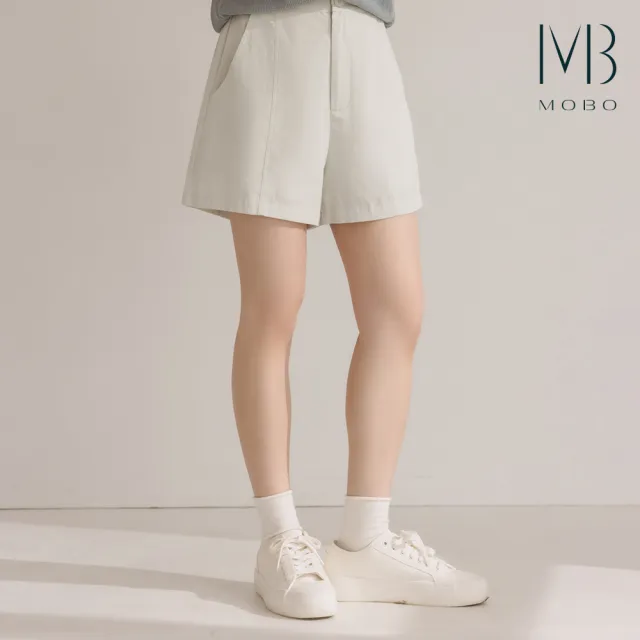 【MO-BO】品牌刺繡寬版純棉短褲
