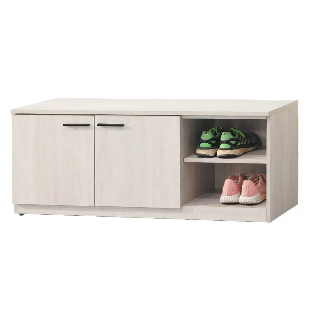 【優利亞】寶兒白雲橡色 4尺坐式鞋櫃