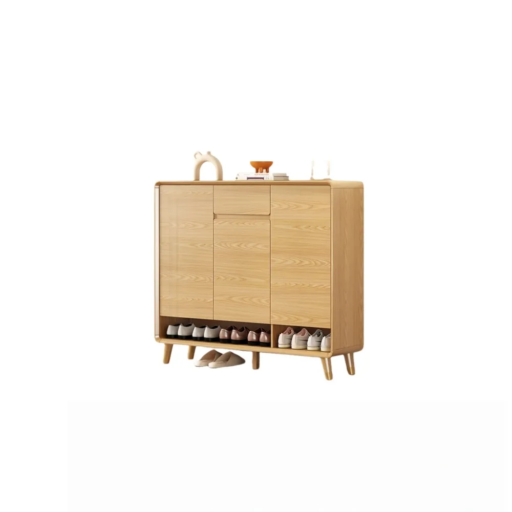 【TAMZU 潭祖】北歐入☆鞋櫃 原木風室內實木鞋凳 坐凳一體玄關櫃(經典原木色120*35*101)