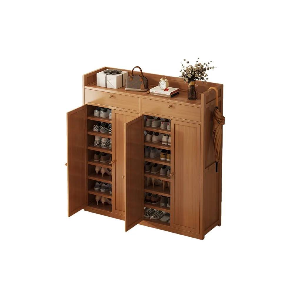 【銘利萊】室內鞋櫃 簡易鞋架子 多層入 佔地小鞋櫃 大容量鞋櫃(防塵門 四門9層 雙抽屜加高加厚120*32*137)