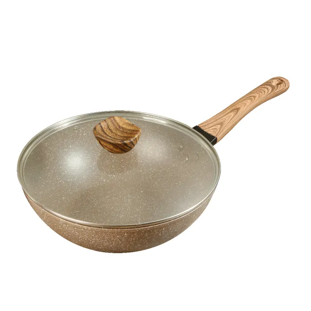 【shimizu 清水】輕岩韻健康炒鍋28CM(麥飯石鈦不沾)