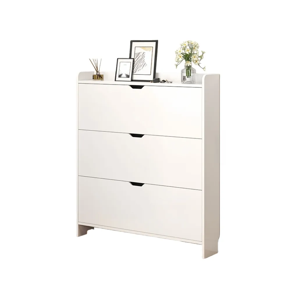 【TAMZU 潭祖】翻鬥款鞋櫃 家用窄型落地靠牆鞋櫃 收納神器櫃 大容量超薄玄關 簡易鞋櫃(暖白色100*17*115)