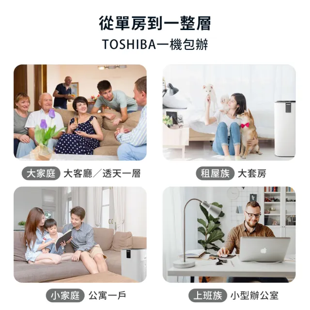 【TOSHIBA 東芝】等離子智能抑菌空氣清淨機 適用14-25坪 日本監製 CAF-W116XTW(買大送兩小 三機組)