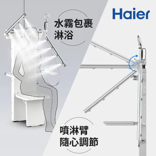 【Haier 海爾】一體式恆溫肩頸SPA坐浴組 坐式恒溫淋浴器 養護浴座 老人洗澡椅(HR-TS-WP1 含基本安裝)