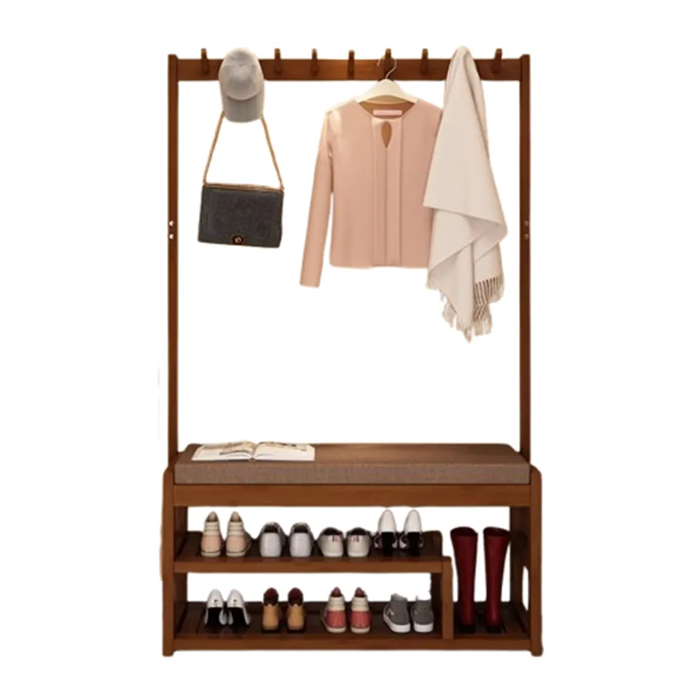 【幻購小店】換鞋凳 衣帽架 鞋櫃 鞋架(80公分衣帽架鞋櫃一體式/海綿坐墊超柔軟)