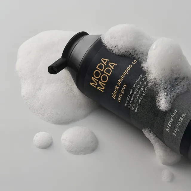【MODA MODA】ZERO GRAY黑色洗髮精300gx2入組(遮白髮/賦活喚黑/黑髮素/白髮補色/白髮染)