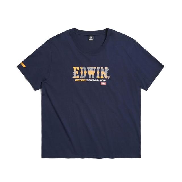 【EDWIN】男裝 加大碼 輪胎痕印花短袖T恤(丈青色)