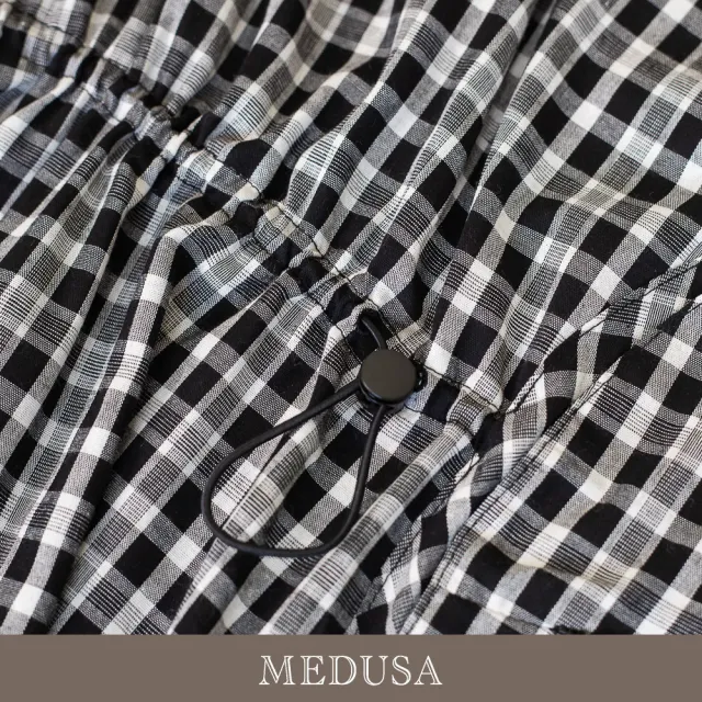 【MEDUSA 曼度莎】現貨-野餐感格紋抽繩造型背心上衣（M-XL）｜格紋背心 涼感上衣 休閒穿搭