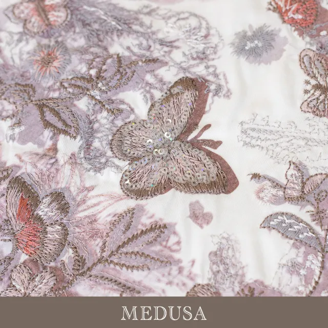 【MEDUSA 曼度莎】現貨-花園蝴蝶刺繡純棉T恤（M-XL）｜短袖T恤 休閒上衣 刺繡上衣