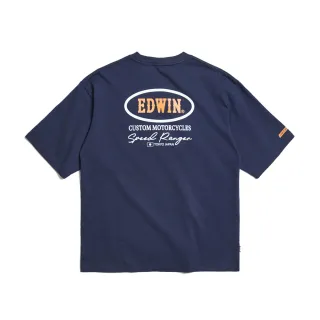 【EDWIN】男裝 大寬版徽章短袖T恤(丈青色)