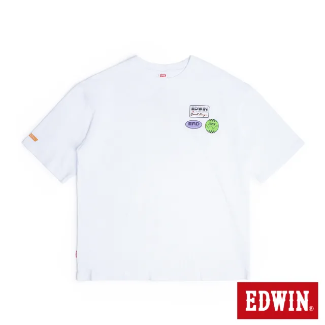 【EDWIN】男裝 大寬版徽章短袖T恤(白色)