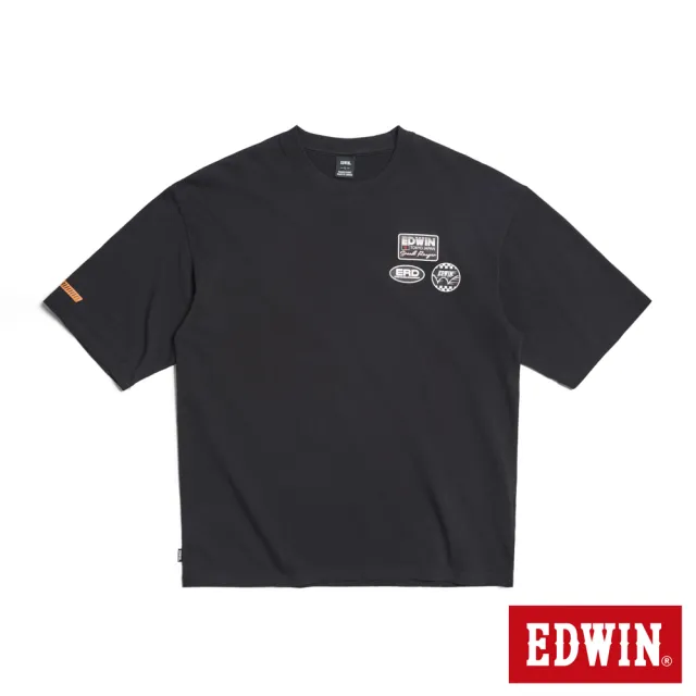 【EDWIN】男裝 大寬版徽章短袖T恤(黑色)