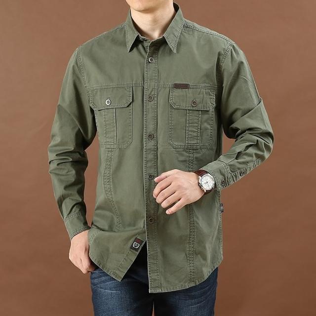 【巴黎精品】極速出貨 軍裝襯衫長袖上衣(休閒寬鬆舒適青年工裝男襯衫2款a1fa1)