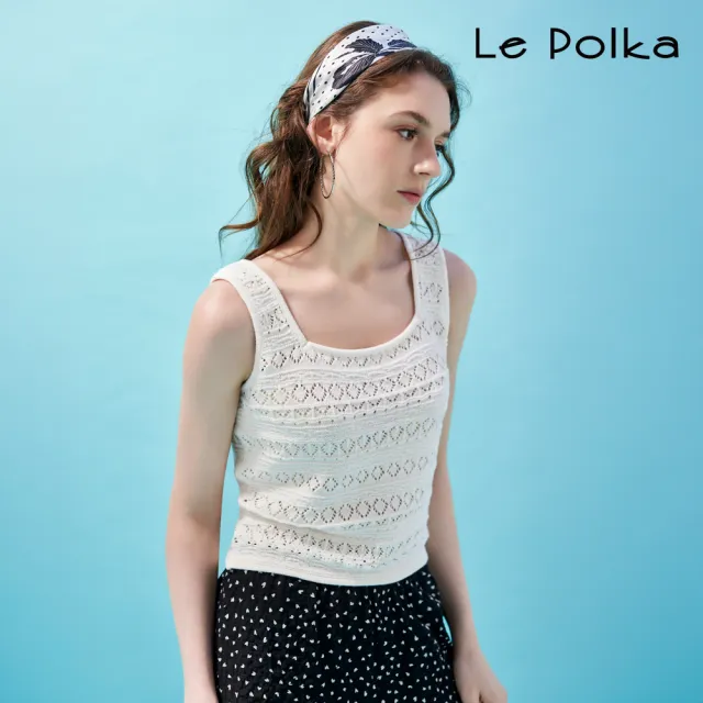 【Le Polka】鏤空針織短版背心-女