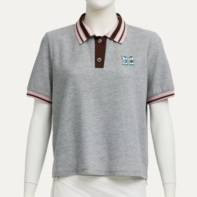【YUANDONGLI 元動力】元小熊撞色配條POLO衫(灰；S-L；4261171606)