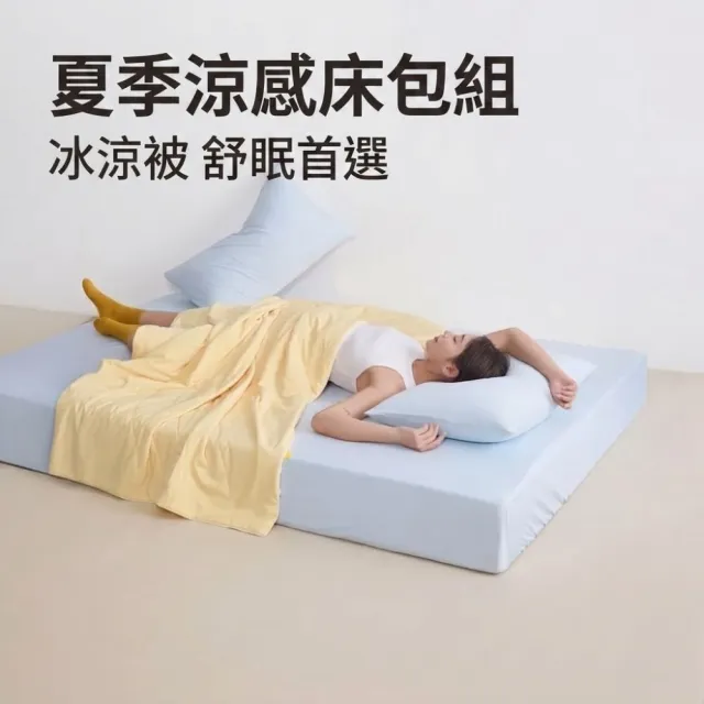 【青鳥家居】奶蓋綿綿冰涼被+涼感伸縮床包枕套組(涼夏床包涼被組/涼感組)