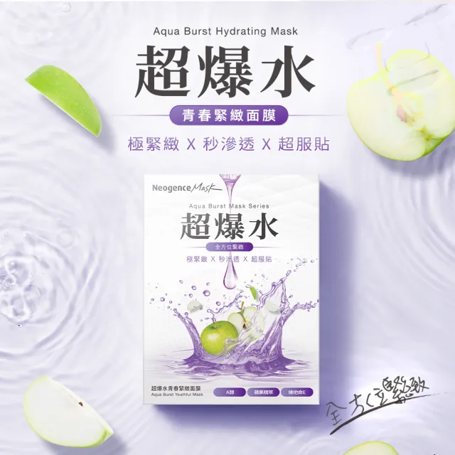 【Neogence 霓淨思】超爆水青春緊緻面膜5片/盒-2入