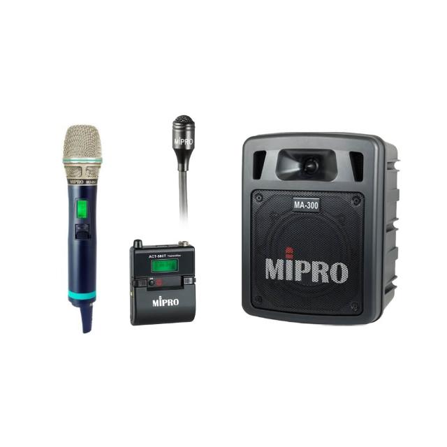 【MIPRO】MA-300D 配1手握580H+1領夾麥克風(最新肩掛式藍芽5.8G無線喊話器)