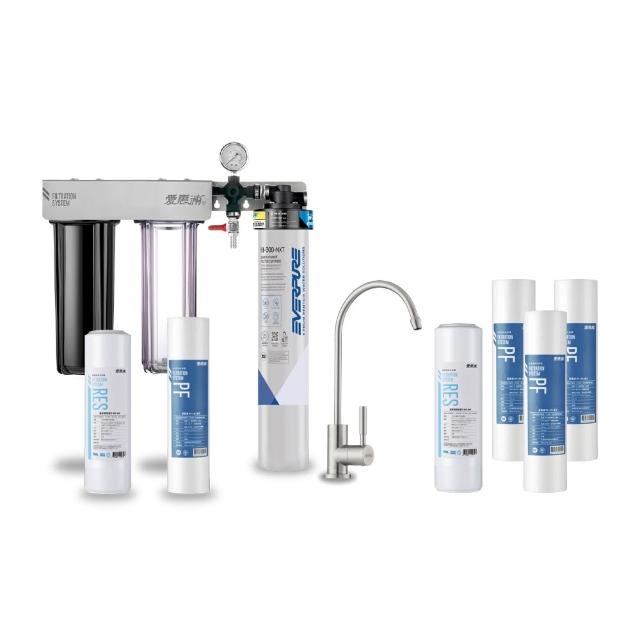 【EVERPURE 愛惠浦】櫥下型 PURVIVE Trio-H300NXT三道式生飲淨水器(升級不鏽鋼龍頭/前置樹脂+PP)