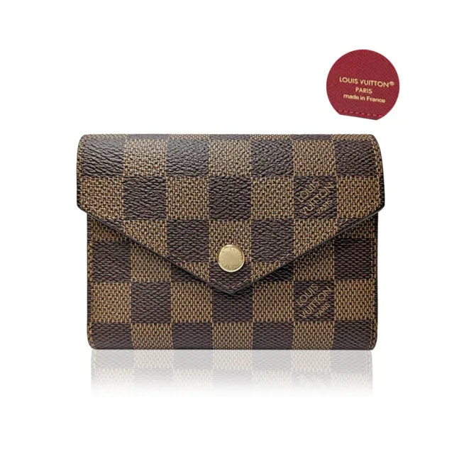 【Louis Vuitton 路易威登】N41659 經典Victorine系列經典棋盤格三折暗釦短夾(棋盤格x紅)