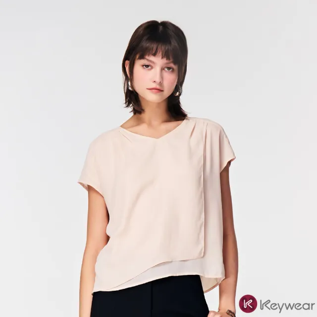 【KeyWear 奇威名品】飄逸垂墜V領垂袖上衣(共4色)