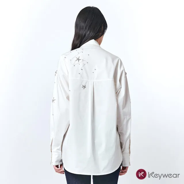 【KeyWear 奇威名品】星星縫鑽長袖襯衫