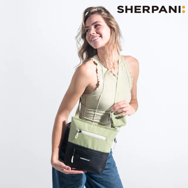 【Sherpani】雙11 RFID 防潑水多功能斜背包 26I Sadie 4L｜草綠-黑 (RFID屏蔽 撥水 附零錢包)