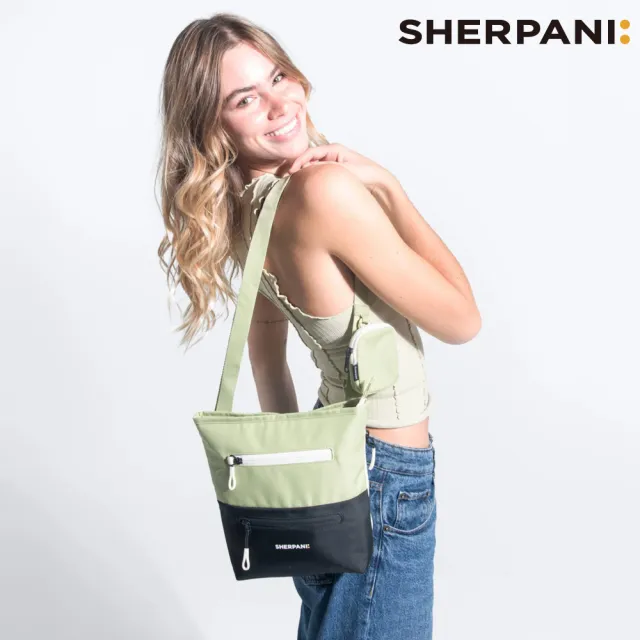 【Sherpani】雙11 RFID 防潑水多功能斜背包 26I Sadie 4L｜草綠-黑 (RFID屏蔽 撥水 附零錢包)