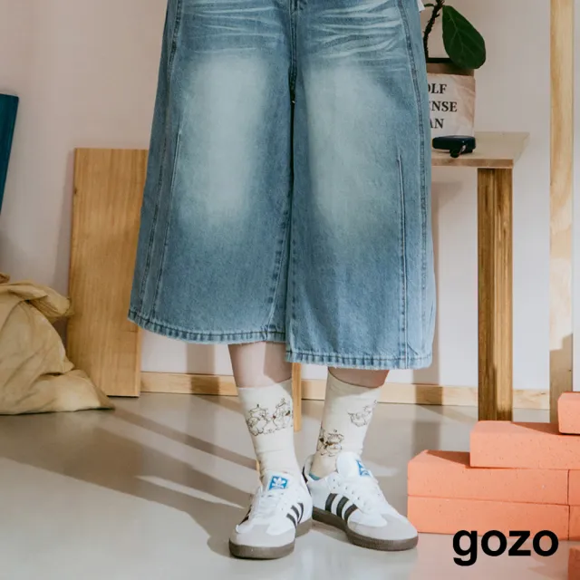 【gozo】迪士尼系列 123三隻小豬排排站跳色長襪(黑色/淺卡其)
