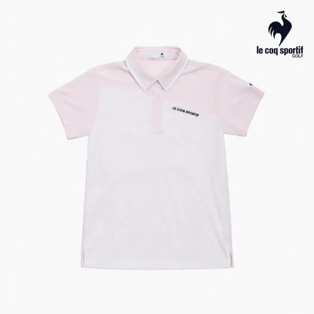 【LE COQ SPORTIF 公雞】高爾夫系列 女款粉紅色吸汗速乾彈性防曬短袖POLO衫 QLX2T217