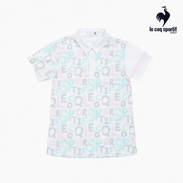 【LE COQ SPORTIF 公雞】高爾夫系列 女款粉紅色吸汗速乾彈性防曬短袖POLO衫 QLX2T216