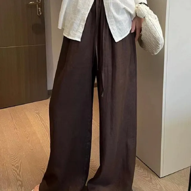 【ASister 小姊姊】AS2505#女裝|休閒褲☆高腰鬆緊帶抽繩修身亞麻長褲(3色 S-3XL)