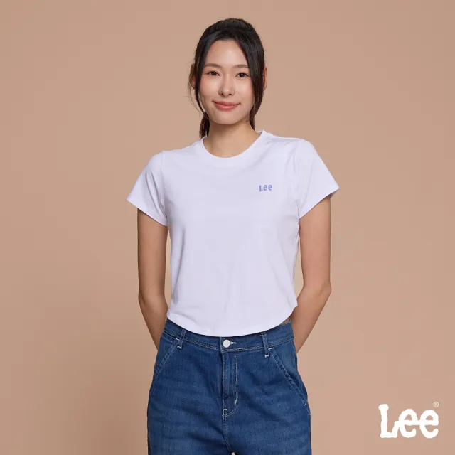 【Lee】女裝 短袖T恤 / 短版 背部吊帶褲印花 共2色 季節性版型 / LB602076K11 LB602076K14