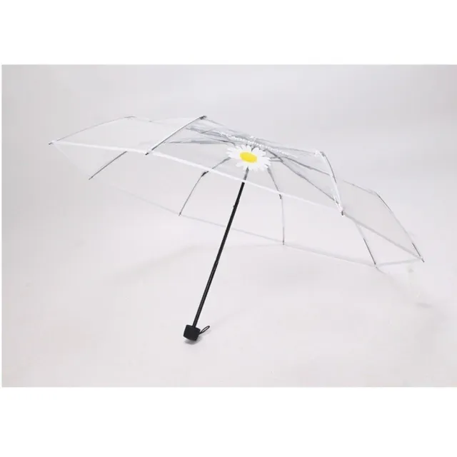韓式時尚透明三折傘 自動開合雨傘 透明雨傘 摺疊傘