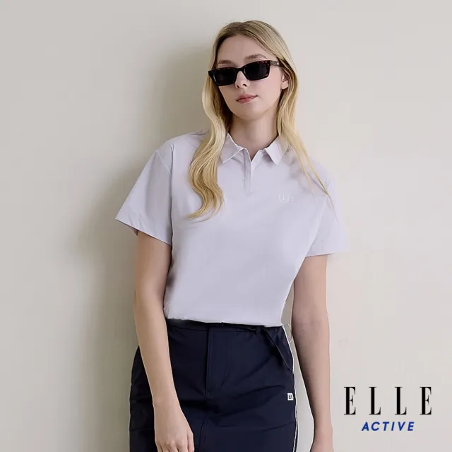 【ELLE ACTIVE】女款 寬鬆舒適短袖POLO上衣-淺紫色(EA26S1W1106-21)