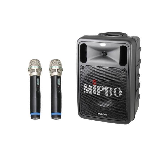 【MIPRO】MA-505 配2手握式UHF無線麥克風(精華型 雙頻道手提式無線擴音機)