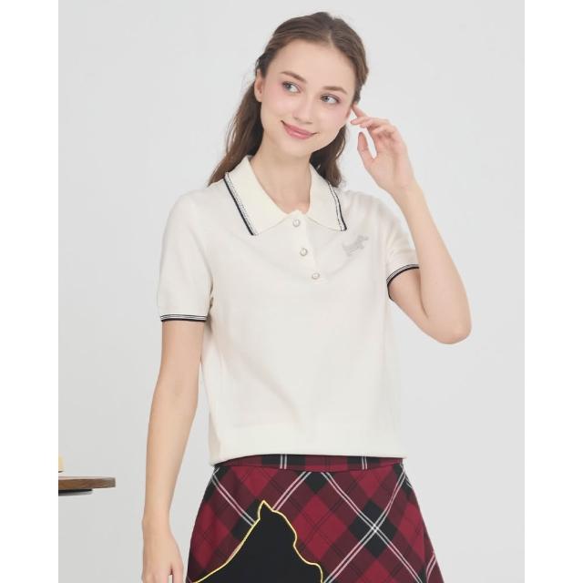 【SCOTTISH HOUSE】鑽狗POLO領短袖針織-白/深藍 CJXA1422
