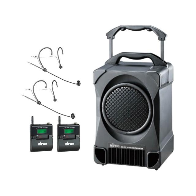 【MIPRO】MA-707 附CD.USB 配2頭戴麥克風(專業型最新2.4G無線手提式擴音機)