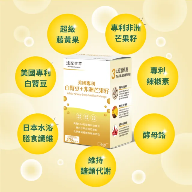 【達摩本草】美國專利白腎豆+非洲芒果籽 1入組(60顆/盒)