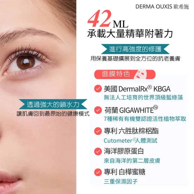 即期品【Derma Ouxis 歐希施】白CC雙耳掛面膜42ml(5片)