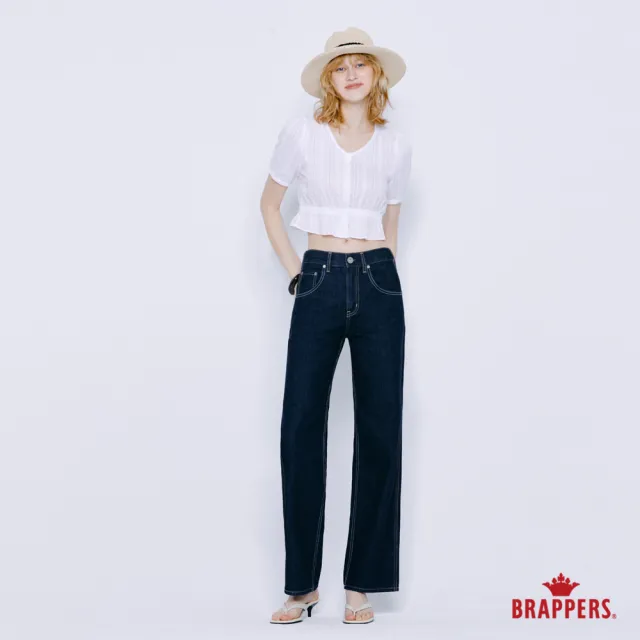 【BRAPPERS】女款 中腰全棉直筒褲-深藍