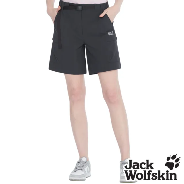 【Jack wolfskin 飛狼】女 多口袋排汗透氣短褲｜俐落修身膝上版型 (夜藍)