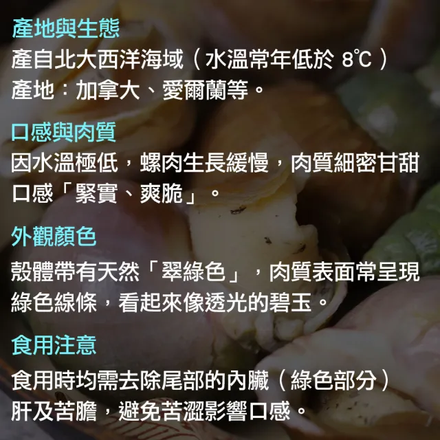 【優鮮配】熟凍｜加拿大翡翠螺X6包｜300G/包｜附獨家沾醬