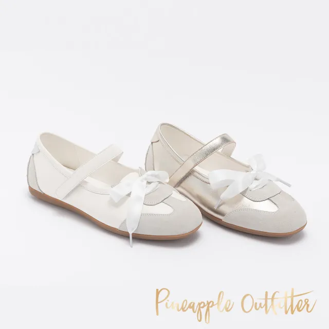 【Pineapple Outfitter】芭蕾感蝴蝶綁帶娃娃鞋 KARRO(白色)